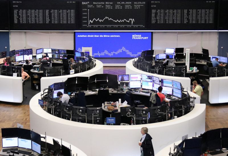 European shares hold ground as AstraZeneca drags, tech shares rise