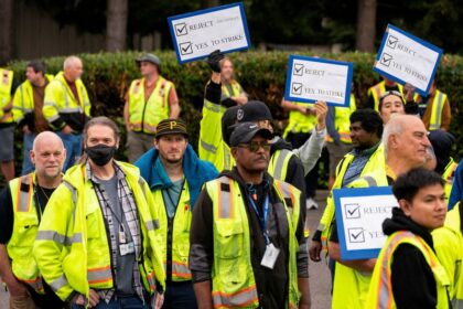 Boeing's US factory workers strike after 96% vote for walkout